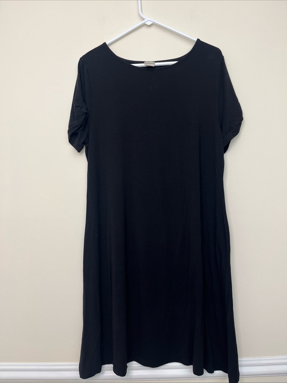 Women’s Chicos Black Stretch Casual Dress Short Sleeve Large (Size 2)